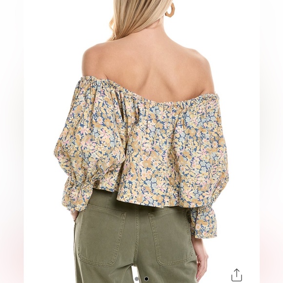 Free People James Smock Top in Light Blue Chambray Combo, Size XLarge, NWT - Picture 14 of 16